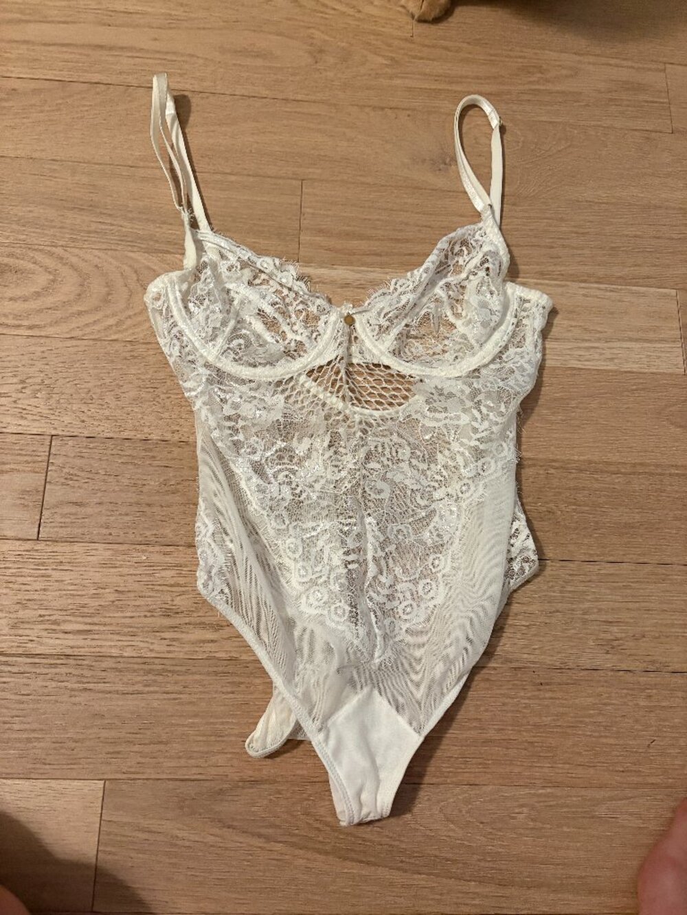 Gooseberry Intimates Lace Bodysuit White Size M